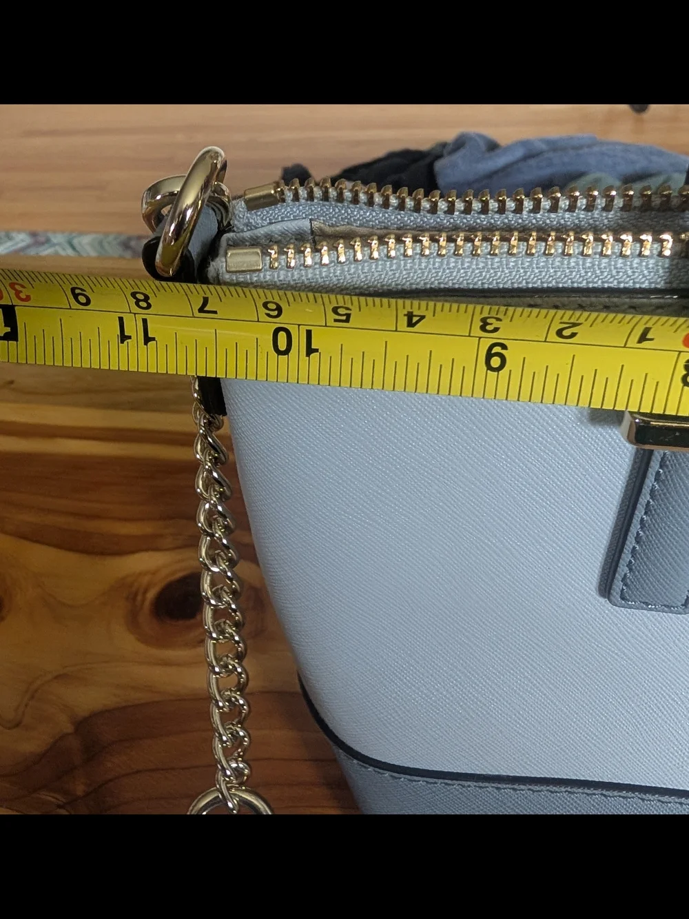 kate spade White and Light Blue Two-Tone Saffiano Leather Tote